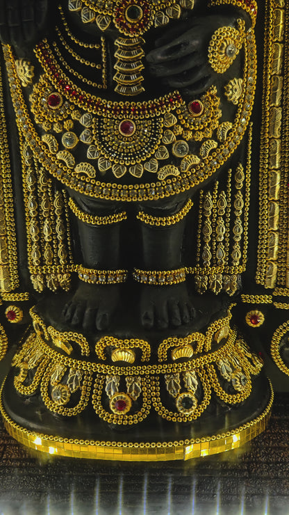 Lord Balaji decorated with stones lighting photo frame in a wooden Box