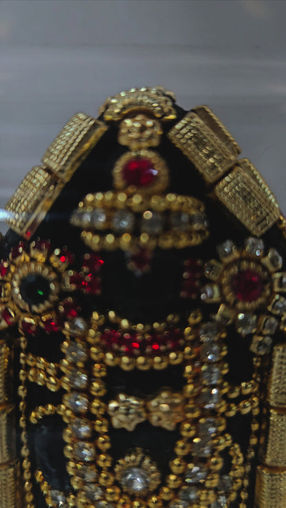 24 carats gold Plated Lord Balaji decorated with stones in transparent protective cabin