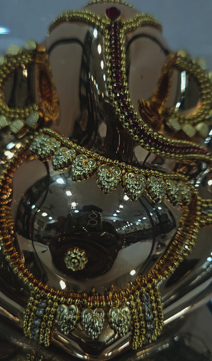 Lord vinayaka murti 24carats gold Plated idol Statue in a transparent protective cabin