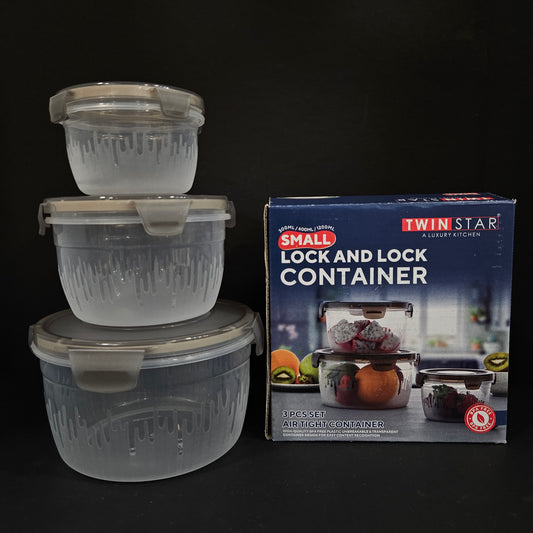 Twin Star a luxury kitchen small lock and lock transparent 3 piece set air tight storage container