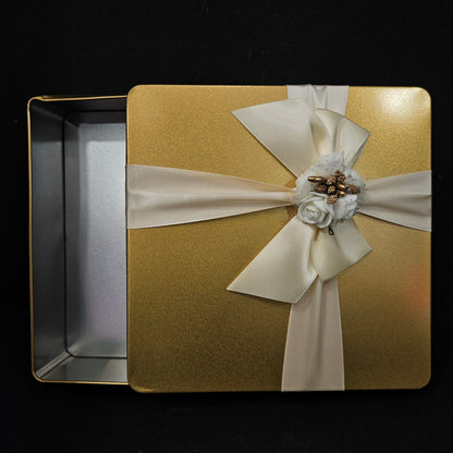Metal Box for Assorted Gifting Chocolate with Flower Bow