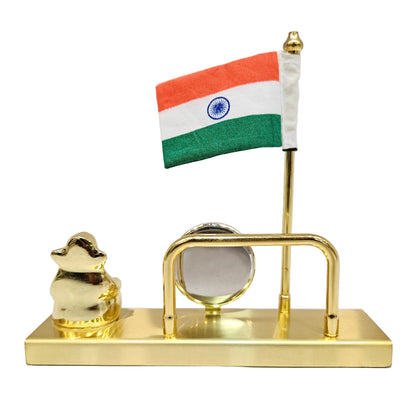 Indian National Flag (Tiranga), Card holder and Ganesha idol Desktop Decor