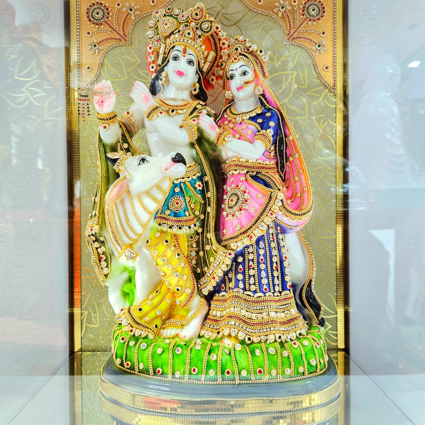 Radha Krishna 24carats gold Plated Cabin Idol for Home Decor & Lord Showpiece