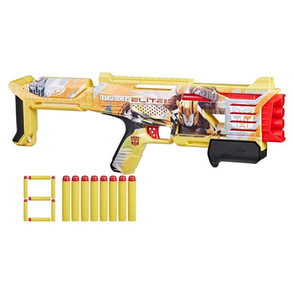 Nerf Transformers Bumblebee Dart Blaster, 8 Nerf Elite Darts, Pump Action, Toy Foam Blasters for 8 Year Old Boys & Girls & Up
