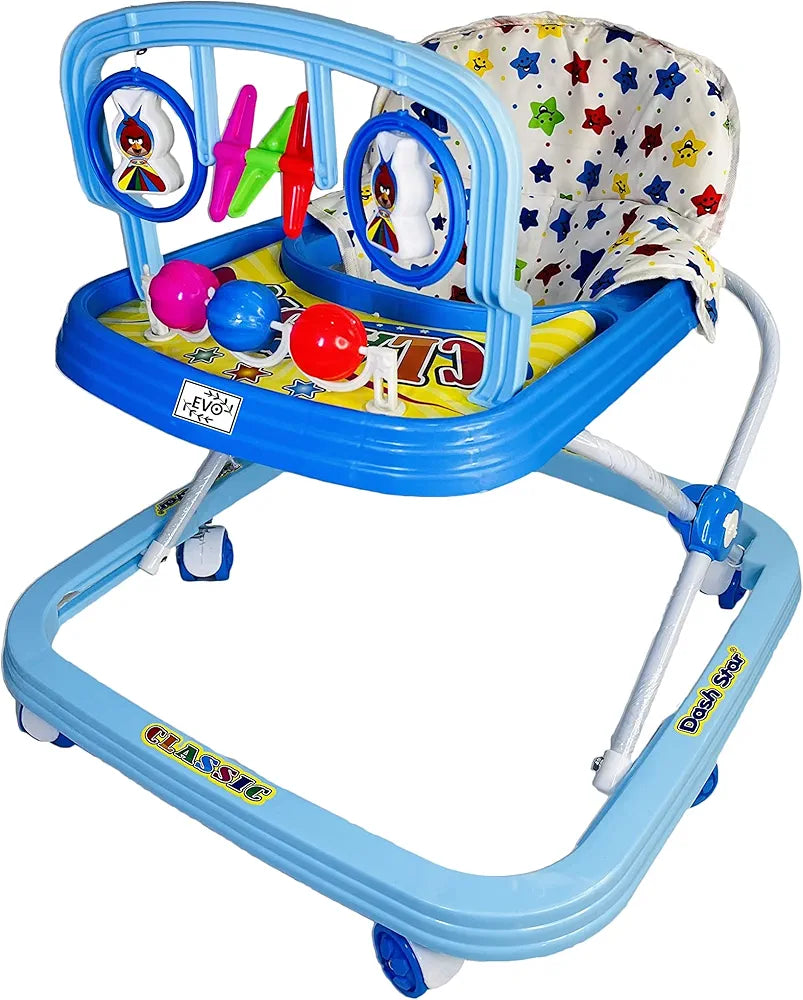 Dash Star classic Round Baby Walker for Kids, Music and Light Function with 3 Position Height Adjustable & 360 degree rotating Kids Walker, Fun Toys & Activities for Babies