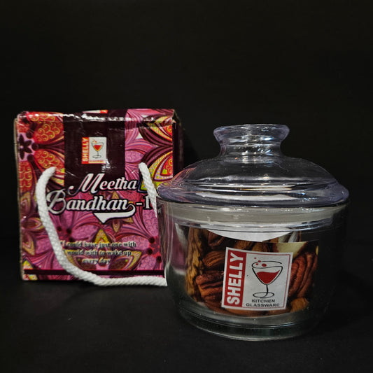 Shelly Glassware Meetha Bandhan Glass storage jar with Airtight Lid