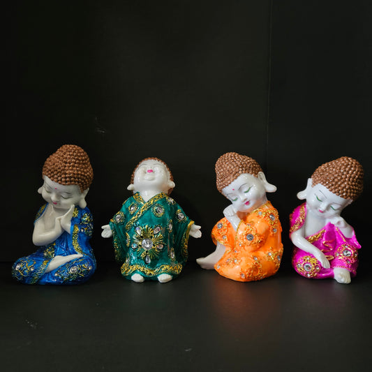 Handcrafted Little Baby Monk 4 pieces Showpiece set Statue Figurine for Home Decor