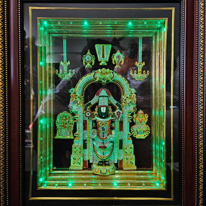 Tirupati Balaji decorated with attractive stones,slokam & multi colour lighting Cabin idol perfect for Marriage gifting,house warming