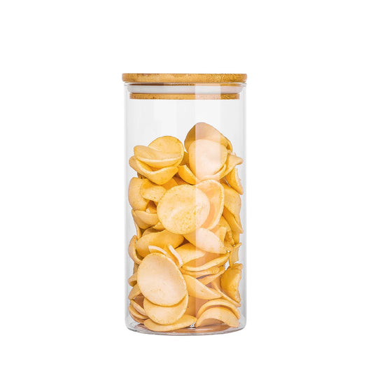 Deli glassware bamboo lid airtight food Storage container 1400ml