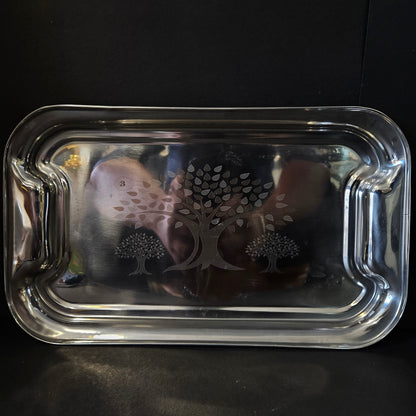 Three tree designed stainless Steel rectangular serving tray perfect for Return gifting purpose