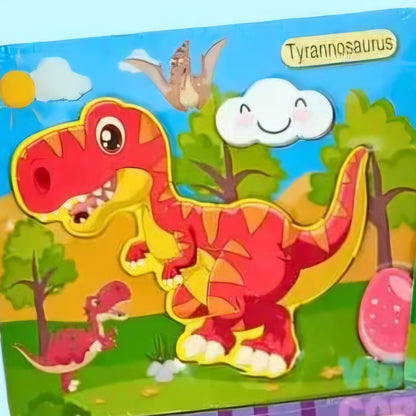 Fire truck & tyrannosaurus wooden puzzles for Kids