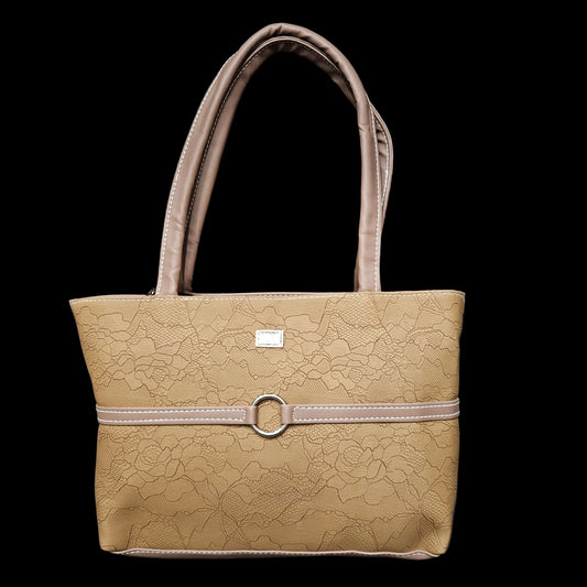Women’s Premium PU Leather & Floral Design Shoulder Handbag  Tote Bag with Strong Lock, Back Zipper & Spacious Compartments | Everyday Office, Travel & Casual Use