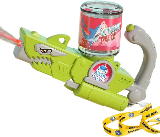 Dinosaur pistol Shark Mist Spray Water Toy, designed for children aged 3 and up.a playful shark design and sprays The toy is made of durable, non-toxic plastic and is suitable for outdoor activities like play