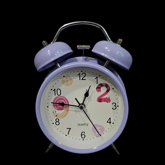 Cute Small Clock with Loud Bell Alarm, Stylish Mini Table Clock for Kids Boys Girls Students Heavy Sleepers Study Table