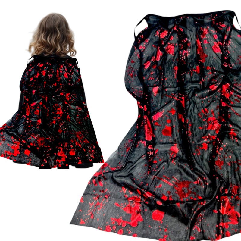Bloody Hand Black Butcher's Cape Halloween Blood