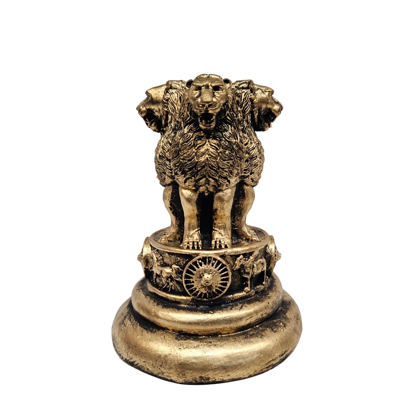 Ashoka Stambh Head Pillar 4 Lion Capital Statue/Idol/Murti Showpiece for Home & Office Table, Car Dashboard Figurines Stand