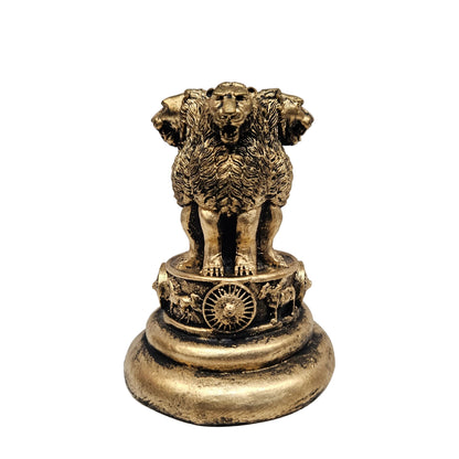 Ashoka Stambh Head Pillar 4 Lion Capital Statue/Idol/Murti Showpiece for Home & Office Table, Car Dashboard Figurines Stand