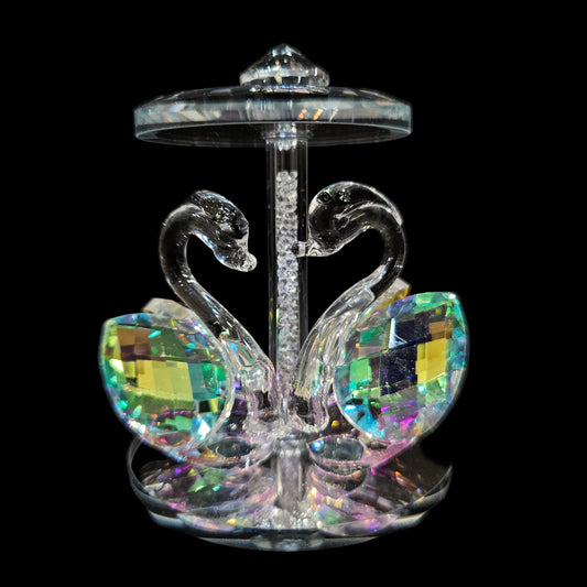 Crystal Glass Love Swans Showpiece Figurine for Home Decor Items