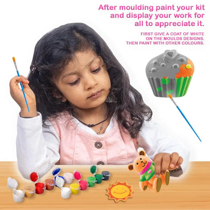 RATNA'S Classic Fridge Magnets Mould & Paint Junior DIY Kit - Create 10 Adorable Plaster Fridge Magnets & Badges - Fun Craft Activity for Kids & Adults, 10 Piece