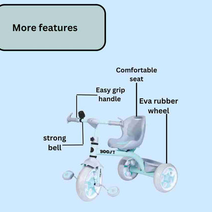 Dash Star Boost Tricycle with Storage Basket and Wide Seat Tricycle