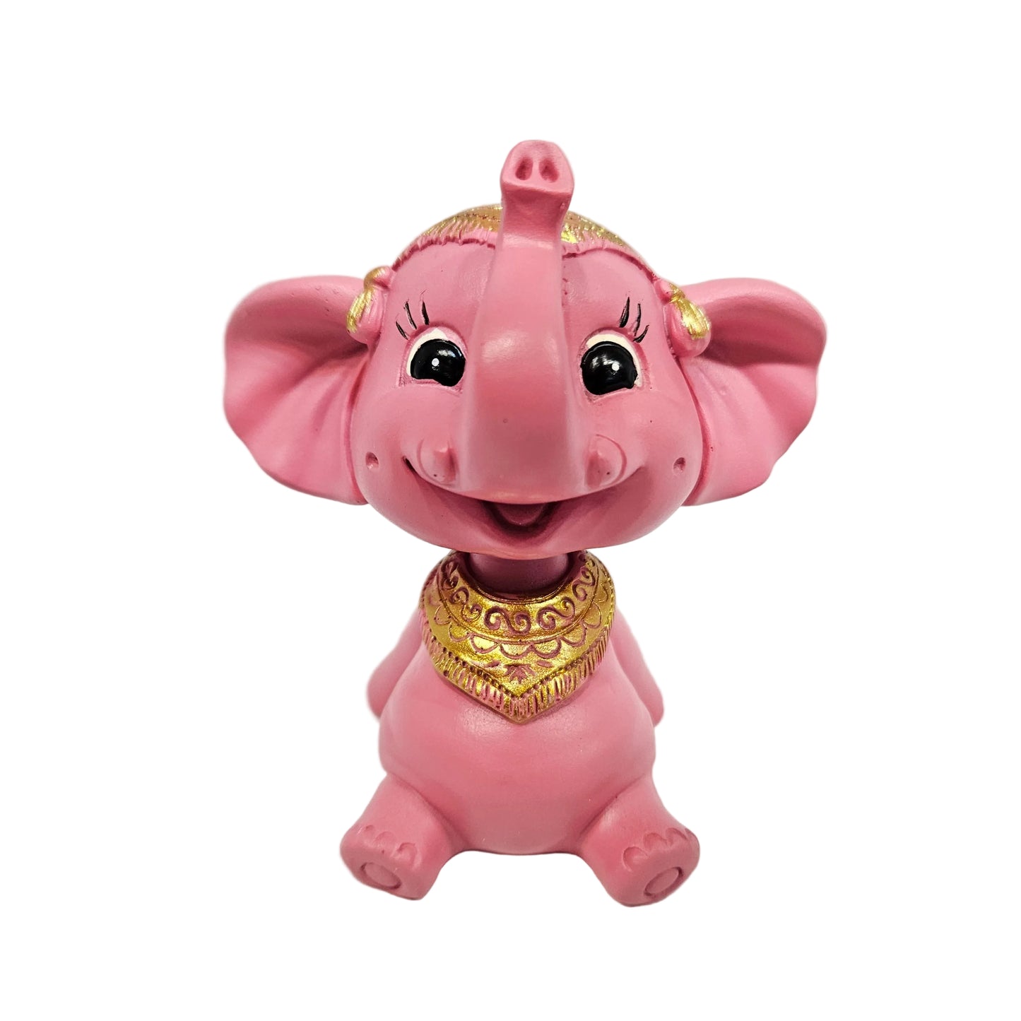 Cute Elephant Shaped White Pink Resin bubble head Dashboard Showpiece Figurine
