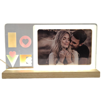 Acrylic photo frame with led night lamp,with personalized photo frame perfect for home decor & Gifting purpose