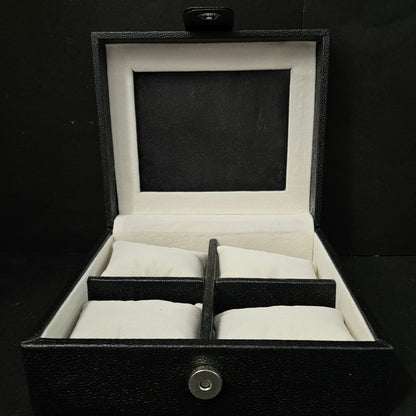 Black leather watch box with 4watches slots,cushions Valentine Gift for men