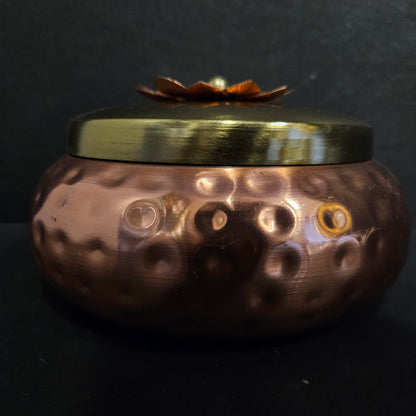 Hammered Gold Copper Plated Jar/Copper Container for Dry Fruits/Decorative Serving Bowl