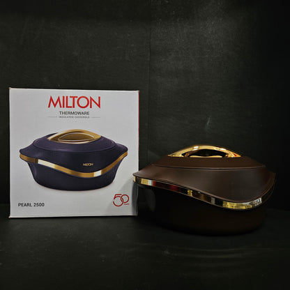 MILTON Pearl 2500ml Thermoware Insulated Inner Stainless Steel Casserole BPA Free,Food Grade,Easy to Carry,Easy to Store,Chapati,Roti