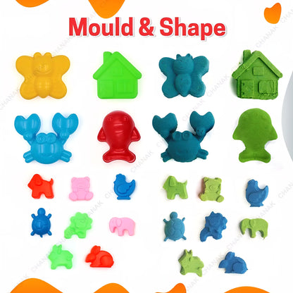 Creative Sand Box for Kids, Sand Kit with 5 Large Moulds & 8 Small Moulds, Non-Toxic and Stain Free, Indoor and Outdoor Kid Activity, Suitable for Kids Above 3 Years