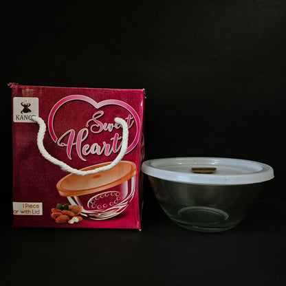 Kanch sweet heart glass storage jar with Lid for multi purpose usage & for Return gifting purpose