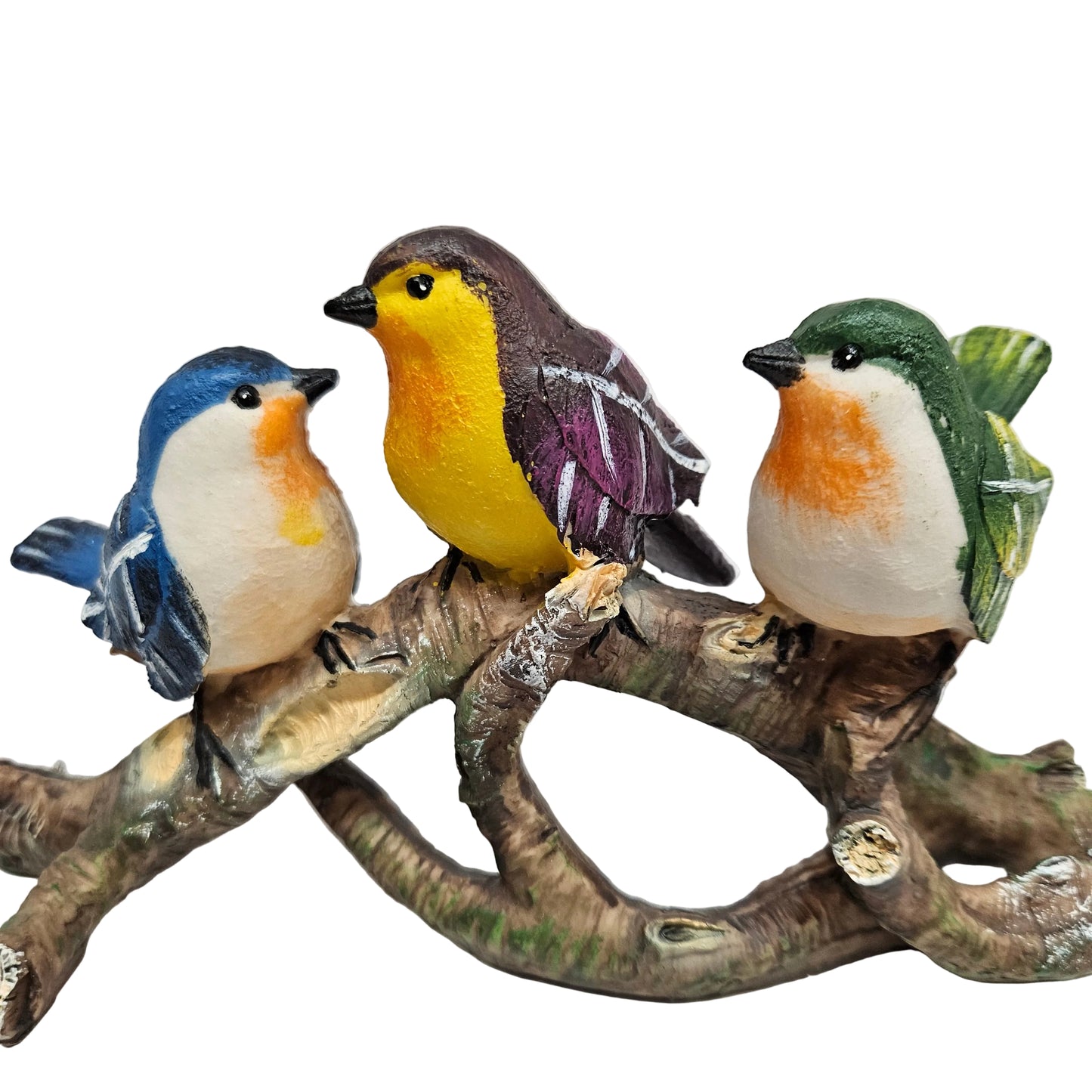 Resin 3 Birds on branch Decor, Natural Eco-Friendly Resin Bird Figurine Decor Lawn Garden Courtyard Ornaments for Indoor or Outdoor