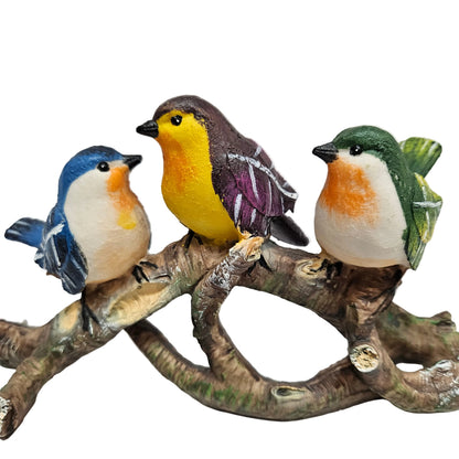 Resin 3 Birds on branch Decor, Natural Eco-Friendly Resin Bird Figurine Decor Lawn Garden Courtyard Ornaments for Indoor or Outdoor