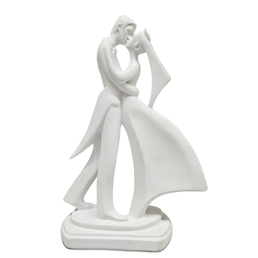 Elegant Dancing Embracing Couple Statue Showpiece | White Polyresin Wedding Gift & Home Decor Figurine | Anniversary, Valentine & Romantic Present