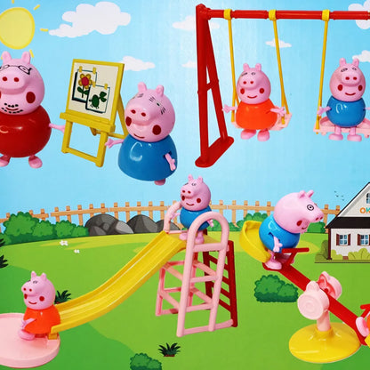 Pepp'a Pig's Family Playground Park Set with Pig Family Figures, Slide, Swing, See-Saw, Easel Sets Pieces for Kids/Pretend Playground Set for Kids. Best for Birthday Gifts
