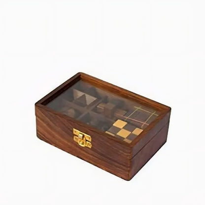 Handcrafted Natural Rosewood Puzzle Game Brain Teaser for Teens, Adults & Children (Set 6)