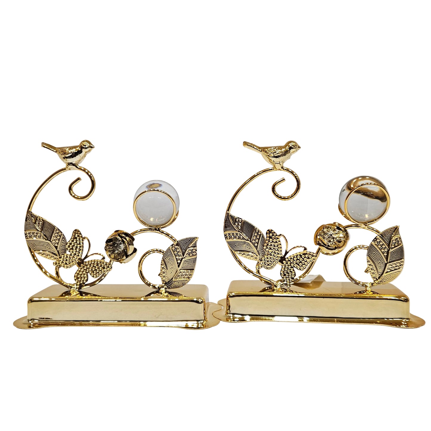 Pair of luxury gold metal table centerpieces designed for modern home and office desktop decoration