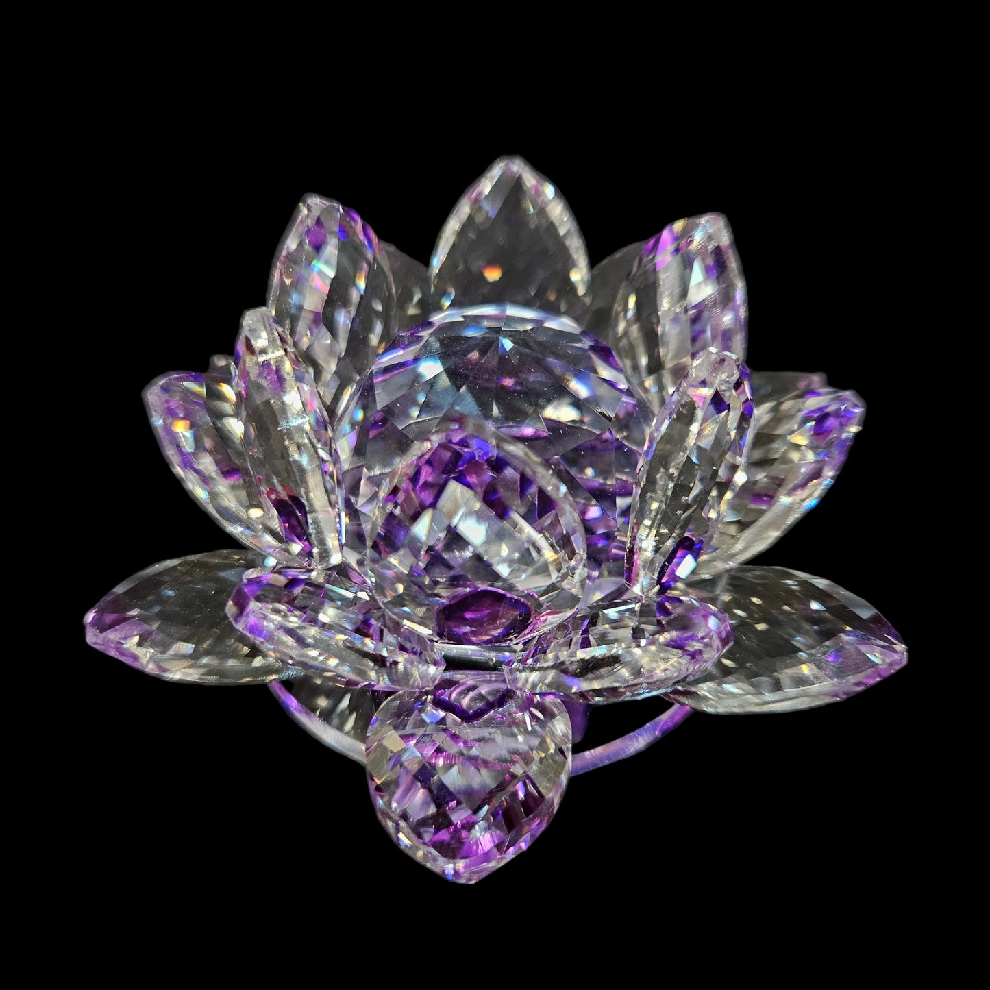 Crystal Purple Hue Reflection Crystal Lotus Flower with Gift Box