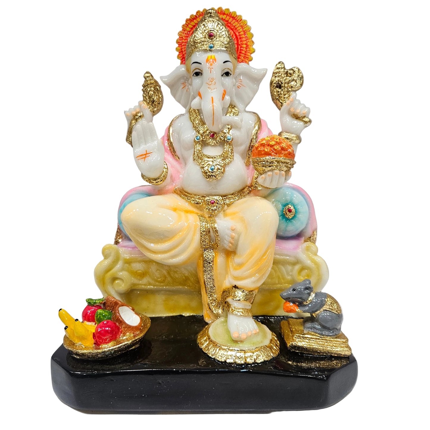 Handcrafted Marble Dust Ganesh Statue – God Idol with Intricate Detailing, Perfect for Home Décor