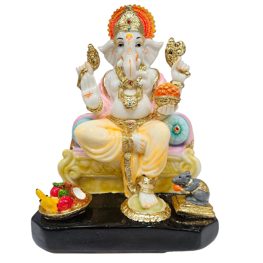 Handcrafted Marble Dust Ganesh Statue – God Idol with Intricate Detailing, Perfect for Home Décor
