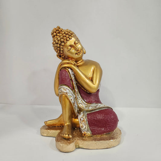 Sitting Buddha Statue Idol Buddha Figure Gold Foli Work Resin Made Light Weight Statue Perfect Home decor
