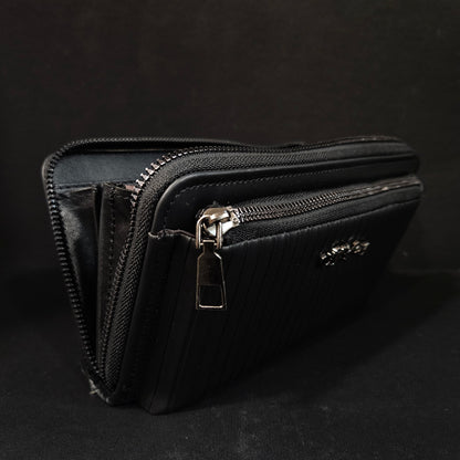 Leather Thin Slim Wallets for Women Wallet for Women with Double Zipper