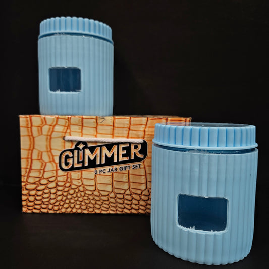 Glimmer 2 piece glass jar gift set for groceries storage purpose & for dry fruits storage purpose