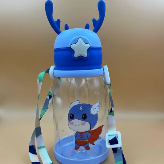 Hanging Large Capacity, Anti-Leak Kids BPA Free, Cartoon Animal Design with Straw & Strap Sipper for Girls Kids return gifting
