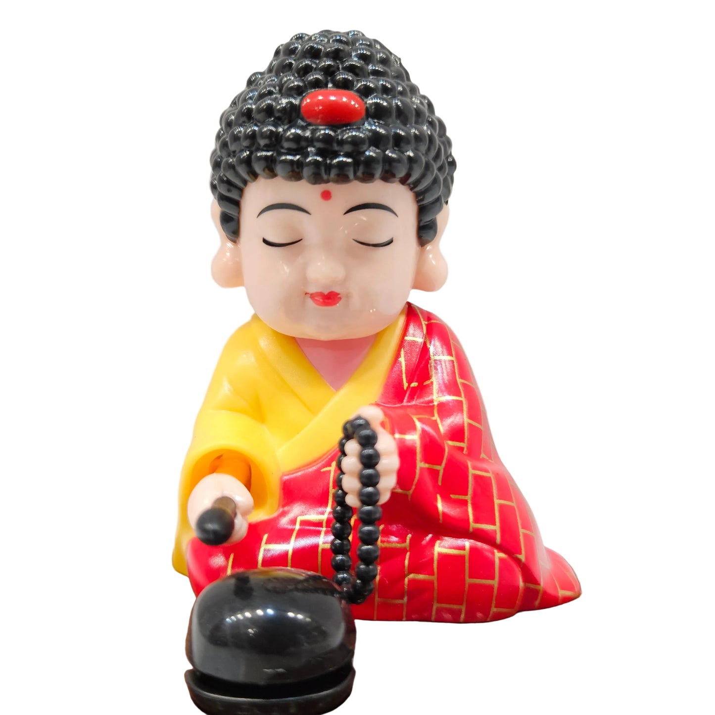 Solar Little meditating Monk, Outstanding Gift Nod and Swing Monk Display Excellent Workmanship Cute Decoration with Solar Light Receiving Panel for Car Dashboard