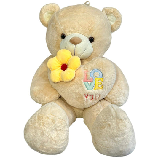 Royal Bear Soft Toy Amazing Cuddly Plush with heart & Flower Comfort Gifting & Play for Kids 3+ Years