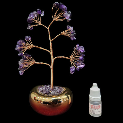 Crystal Money Tree Feng Shui Natural Gem Stone Tree Amethyst|Antique Home Décor |Traditional Showpiece |Figurine |Modern Decorative |Decoration|Figurines for Home Decor