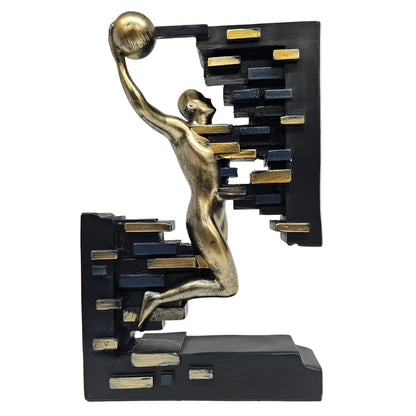 Abstract sport Man Sculpture – Matte Black & Teal Resin Decorative Showpiece for Home, Office, Gym & Living Room Decor  Figurine Modern Art Statue Sports Decor