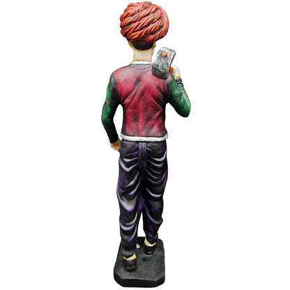 Rajasthani Traditional Farmer Man Polyresin Statue Showpiece Figurine for gifting & home Decor