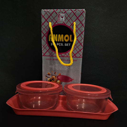 Shelly Anmol 2 pieces set glass storage container with tray for Return gift